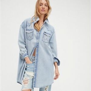 Wrangler Denim Western Dress in Light Indigo, Women’s XS